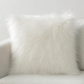 Phantoscope Faux Fur Solid Decorative Pillow Cover Fluffy Throw Pillow Mongolian Luxury Fuzzy Pillow Case Cushion Cover for Bedroom and Couch, Off-White 22 x 22 Inches, Pack of 1