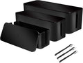 [Set of 3] 3 Cable Management Boxes + 3 Wire Ties, Large Cord Box Organizers to Hold and Hide Power Strip Charger Adapter Power Cord Charging Station USB HUB (Black)