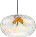 Large Glass Pendant Lighting, 14" Hammered Lampshade Hanging Lamp, 3-Light Brass Gold Chandelier for Dining Living Room Kitchen Island (Stained Glass Shade, 14 Inches)