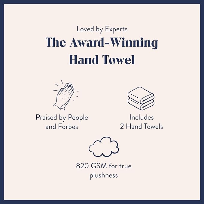 Brooklinen Super-Plush Turkish Cotton Hand Towels Set of 2 Cotton, 820 GSM, Highly Absorbent, Machine Washable, Perfect for Home & Bathroom (20"x30", Slate Grey)