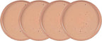 HomeVss, Nordic Shape Rising Rim Stoneware 20pc Dinnerware Set, Matte Rose with Speckle Finished Effect
