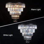 TOCHIC Large Crystal Chandelier for High Ceiling, 40 inch 7-Tier Modern Black Crystal Chandeliers Lighting Fixture, Round Light for Entryway Staircase Foyer Living Room (Black, 31.5 Inches)