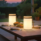 uuffoo Solar Table Lamp Lantern LED Outdoor Cordless IP44 RGB and Warm White Dimmable for Patio Camping Restaurant Terrace (White 2 Pack)