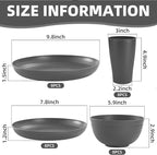 Grey Cups and Plates Sets for Kitchen Plates and Bowls Set, Dishware Sets for 8 Kids Plate Non Toxic Unbreakable and Lightweight,32pcs Halloween Plastic Dinnerware Set, Dishwasher and Microwave Safe