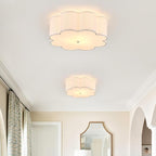 Modern Drum Semi Flush Mount Ceiling Light 3-Lights Modern 17.71" White Drum Ceiling Lighting Fixture Vintage Modern Linen Ceiling Lamp for Kitchen, Basement, Bedroom, Laundry Room