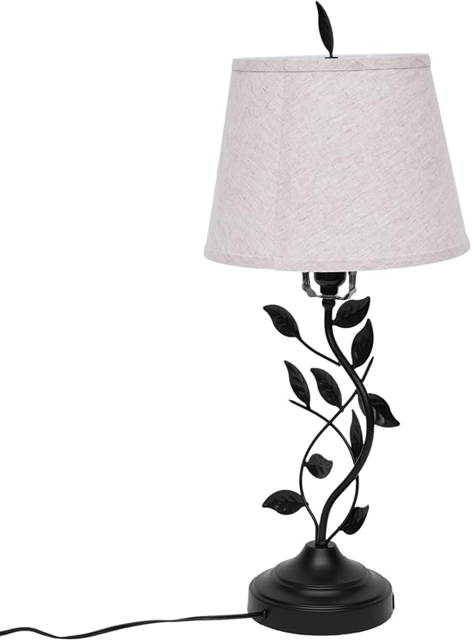 Eapmic Table Lamp with USB Ports,Bedside End Table Lamp Traditional Nightstand Desk Lamp Large Retro Leaf Lamp for Living Bedroom Office (Retro)