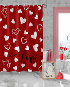 Vandarllin Red Valentine's Day Shower Curtain, Valentines Love Heart Shower Curtains Set with Hooks, Waterproof Fabric Bathroom Curtains Decor Home Accessories,66 X 72 Inch Long
