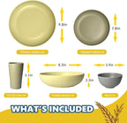 Teivio 20-Piece Kitchen Wheat Straw Dinnerware Set, Service for 4, Dinner Plates, Dessert Plate, Cereal Bowls, Pasta Bowls, Cups,Unbreakable Plastic Outdoor Camping Dishes, Khaki