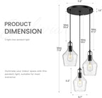 Emliviar 3-Light Chandelier Hanging Light Fixture, Modern Cluster Pendant Lighting for Kitchen Island with Clear Seeded Glass, Black Finish, DYE286G2-3 BK