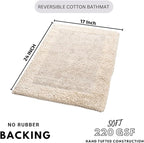 Savi Home Bath Mat Rug 17x24 Linen, 100% Pure Cotton, Super Soft Bath Rug, Plush & Absorbent, Hand Tufted Heavy Weight Construction, Full Reversible Step Out Rugs