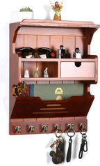 Key Holder for Wall, Mail and Key Holder, Mail Organizer Wall Mount with Storage Drawer and 6 Hooks, Easy Installation Key Rack for Entryway and Home Decor, Luxury Auburn