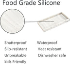 DNC Silicone Bathroom Tray for Counter, 2PC (7.9" +11.8") Vanity Tray for Countertop, Kitchen Sink Soap Tray for Dish Holder Dispenser Toilet Tank Desk Organizer Marble White