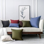 Jeanerlor Cotton Linen Square Decorative Throw Pillow Case Cushion Cover with Twin Needles Stitch on Edge, 12"x20"(30 x 50cm), 2 Pcs, Olive Green
