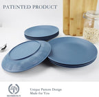 Homienly Flat Dinner Plates Set of 8 Alternative to Plastic Plates Microwave and Dishwasher Safe Wheat Straw Plates for Kitchen Unbreakable Plates for Camping, Salad(Blue, 10 inch)