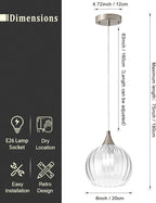 Brushed Nickel Pendant Lights Kitchen Island, Globe Pendant Light Fixtures with 8 Inch Clear Glass Shade, Modern Hanging Light Fixtures for Kitchen, Bedroom (1 Pack - Clear Glass Pendant Light)