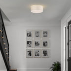 3-Light Ceiling Light Fixture, 13" Drum Flush Mount Ceiling Light, Modern Close to Ceiling Lights with Fabric Linen Shade for Hallway Bedroom Kitchen Dining Living Room