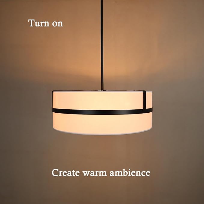 HYDELITE Black Pendant Light Drum Black Chandelier Modern 4 Light for Dinnng Room Living Room Bedroom