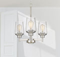 Jacob Modern 3-Light Chandelier Pendant Ceiling Light Brushed Nickle Seeded Glass Adjustable Height for Hallway, Entryway, Passway, Dining, Kitchen