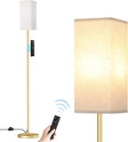 Ambimall Remote Control Floor Lamp, Stepless Dimmable, 64 Inches Tall, Include 9W Bulb, Standing Lamp for Living Room Bedroom Office (Light Beige & Gold)