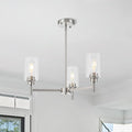 Brushed Nickel Chandeliers for Dining Room Farmhouse Chandelier Fixture with Clear Glass Shades 3 Light Kitchen Island Lighting Pendant Light Fixture for Dining Room Living Room Bedroom