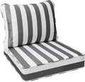AAAAAcessories Outdoor Deep Seat Cushions, Waterproof, Fade-Resistant Patio Furniture Replacement Cushions, 24" x 24" x 5", Gray Cabana Stripe