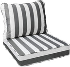 AAAAAcessories Outdoor Deep Seat Cushions, Waterproof, Fade-Resistant Patio Furniture Replacement Cushions, 24" x 24" x 5", Gray Cabana Stripe
