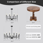 8 Light Black Chandelier Light Fixture, Modern Farmhouse Chandeliers for Dining Room Light Fixture, Metal Candle Pendant Chandelier for Foyer Entryway Stairs Living Room Bedroom Kitchen