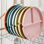 (5 Pack) Portion Control Plate for Balanced Eating, 9" Unbreakable Divided Plates,3 Compartment Plates, Reusable Plastic Plates, BPA Free for Adults