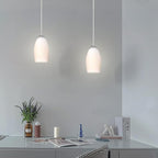 2 Pack 1 Light Indoor Mini Hanging Kitchen Island Pendant Lamps 4.75" Handcrafted Frosted Glass Chandelier Shade Brushed Nickel Finish Bar Dining Room Over Sink