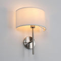 Yosoan Fabric Wall Sconce Indoor Bedside Wall Lamp Fixture, Vintage Industrial Hardwired Boho Semi Circular with White Half Moon Shade for Reading Bedroom Living Room Dinning Room(Brushed)