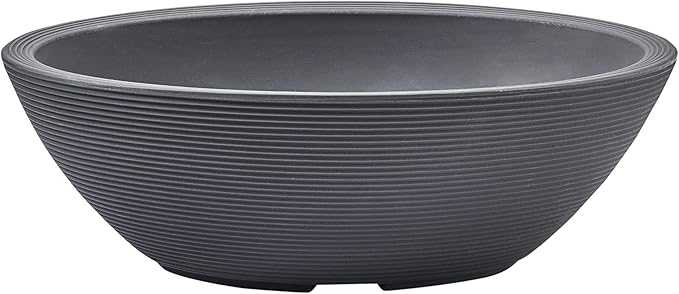 Crescent Garden Delano Oval Planter Bowl, Succulent Garden, Unique Indoor/Outdoor Double-Walled Plant Bowl with Plug- Oval Shape - 30" L x 21" W x 10" H (Slate)