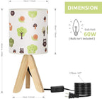 HAITRAL Tripod Table Lamp - Kids Nightstand Lamp with Fabric Cartoon Lampshade for Bedrooms and Living Room