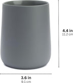 Matte Gray Toothbrush and Toothpaste Holder and Cup for Bathroom Vanity and Countertop, Round Organizer for Electric Toothbrushes, Floss, Razors, Cotton, and Mouthwash