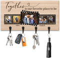 Personalized Family Photo Key Holder Custom Photos Wall Mount Wooden Key Hanger with Family Name Keychain Organizer Hanger for Wall Entryway Home Decor Housewarming Gifts for Birthday,01