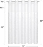 Boho White Woven Fabric Shower Curtain 72 x 80 Modern Farmhouse, No Hooks Tufted Chevron Striped Shabby Chic Textured, Minimalist Cloth Curtain for Bathroom, Hotel Decor