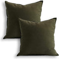 Jeanerlor Set of 2 Decorative 26"x26" Cotton Linen Chair Throw Pillow Case Green for Sofa Durable Classy, Comfortable Cushion Cover for Coffee Shop/Bar (65 x 65cm) Olive Green
