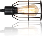 Wall Sconces Set of 2, Wall Lamp with Plug in Cord with Metal Cage Lampshade, Wall Lights with Solid Wood for Bedroom Living Room Garage Porch