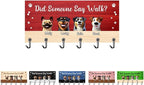 Personalized Dog Leash Holder for Wall Custom Name Dog Paw Cartoon Family Key Hanger for Entryway Family Wall Mounted Pet Leash Hook Organizer Housewarming Home Decor Gifts for Pet Lovers