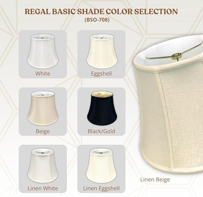 Royal Designs, Inc. BSO-708U-12LNBG-2 Modified Bell Basic Lamp Shade with UNO Threaded Fitter, 7.5 x 12 x 9.5, Linen Beige, 2-Pack