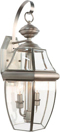 Outdoor Wall Lights, 20inch Large Exterior Lighting Fixtures, 2 Light Waterproof Wall Sconce with Glass Shades, Aluminium Outside Lanterns for Porch Farmhouse Patio Doorway Yard (E12 Base Max 40W)