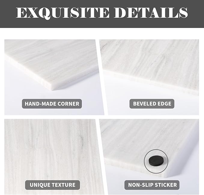 Natural Marble Cutting Boards for Kitchen - 12" x 8" Multi-Purpose Pastry Marble Tray Cheese Board Marble Slab for Counter, Bathroom Perfume Tray Jewelry Candle Plate (Nestos)
