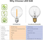 SUNTHIN 50ft Solar String Lights, USB Rechargeable Solar Outdoor Lights with 24 Waterproof & Shatterproof G40 LED Bulbs for Patio, Porch, Garden, Deck, Bistro, Cafe, Camping