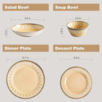 MissYip Melamine Dinnerware Set, 16 Piece for 4, Unbreakable Kitchen Plastic Plates and Bowls set, Indoor and Outdoor Use Tableware, BPA Free, Dishwasher Safe, Not Microwave, Not Oven(Cream)