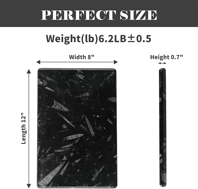 Natural Moroccan Fossil Stone Tray - Black Marble Decorative Serving Board for Charcuterie, Cheese, Pastry - Jewelry, Candles, Perfume, Trinket Plate, Kitchen & Home Decor Centerpiece 12"x 8"