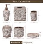 6-Piece Bathroom Accessories Set – Soap Dispenser, Toothbrush Holder, Tumbler, Soap Dish, Cotton Swab Jar & Toilet Brush – Modern Bathroom Decor Set (Ciccone)