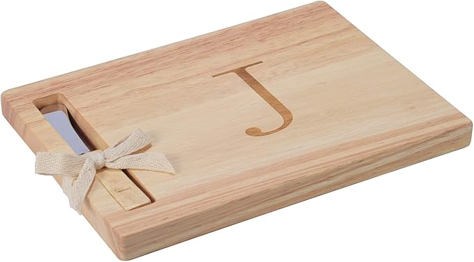 Miicol Wood Charcuterie Board, Monogram Cheese Board 10 Inch, Personalized Initial Cutting Board with Spreader, Unique Housewarming Gift, Ideal for Kitchen, Home, Letter J