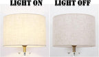 12" Wx 10" H Drum Lampshades, No Assembly Required, Fabric Lampshade for Table Lamp, Bedside Lamp, Floor Lamp, Metal Spider Fitter, Linen