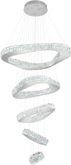 Large Modern Chandelier 5 Ring Chandeliers for High Ceiling Dimmable Chrom Chandeliers High Ceiling Foyer Chandelier for Living Room Dining Room Staircase