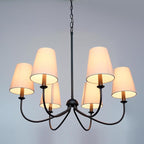 Chandelier, Matte Black with Linen Fabric Shade, 6-Light 28" Modern Farmhouse Linear Pendant Lighting Fixture for Kitchen Island (Black)
