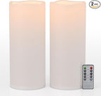 12" x 5" White Large Waterproof Outdoor Flameless Candles Battery Operated LED Flickering Pillar Candles with Remote and Timer for Indoor Outdoor Lanterns, Long Lasting, Set of 2